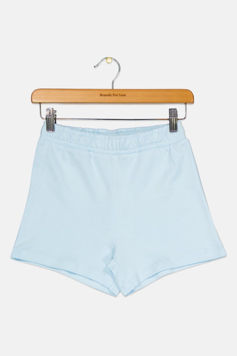 guppy Kids Girl Plain Basic Shorts, Light Blue - Image 2